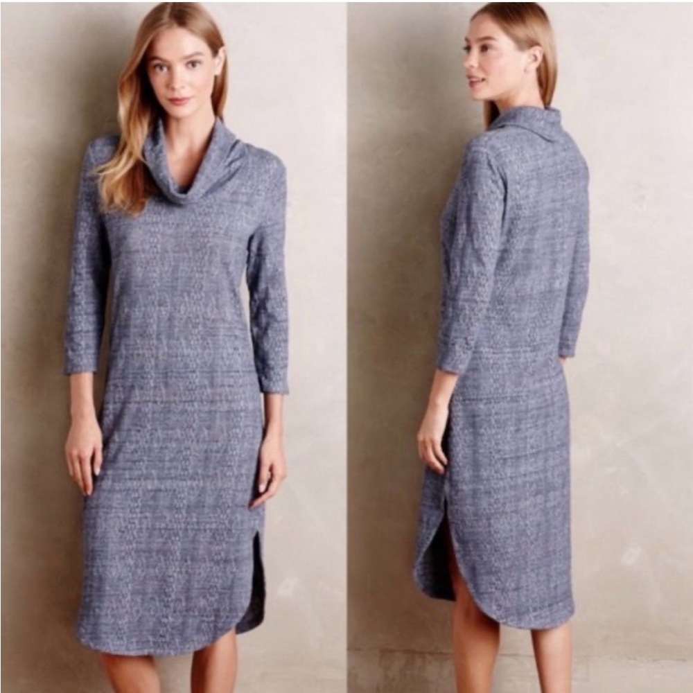 Anthropologie brand “Saturday Sunday” blue-Gray Cowl Neck Sweater Dress